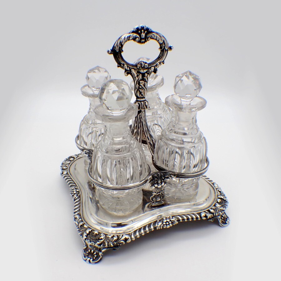 Georgian Cruet Set English Sterling Silver 1826 Rebecca Emes Edward Barnard