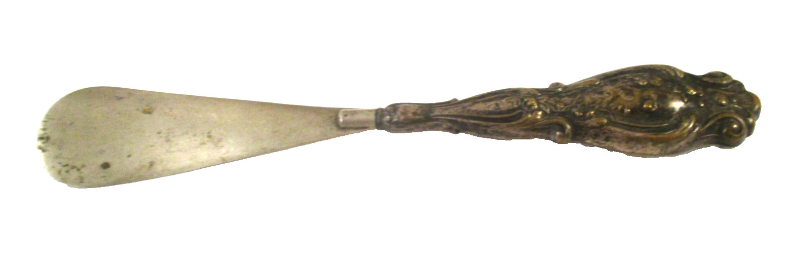 ANTIQUE Vintage REPOUSSE ART NOUVEAU SILVER PLATE HANDLE SHOE HORN