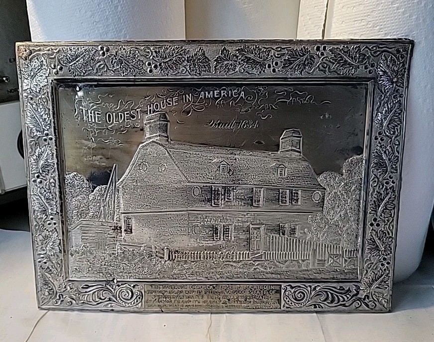 Antique The Governor Cradock House Plaque Silver Plate Over Stamped Brass