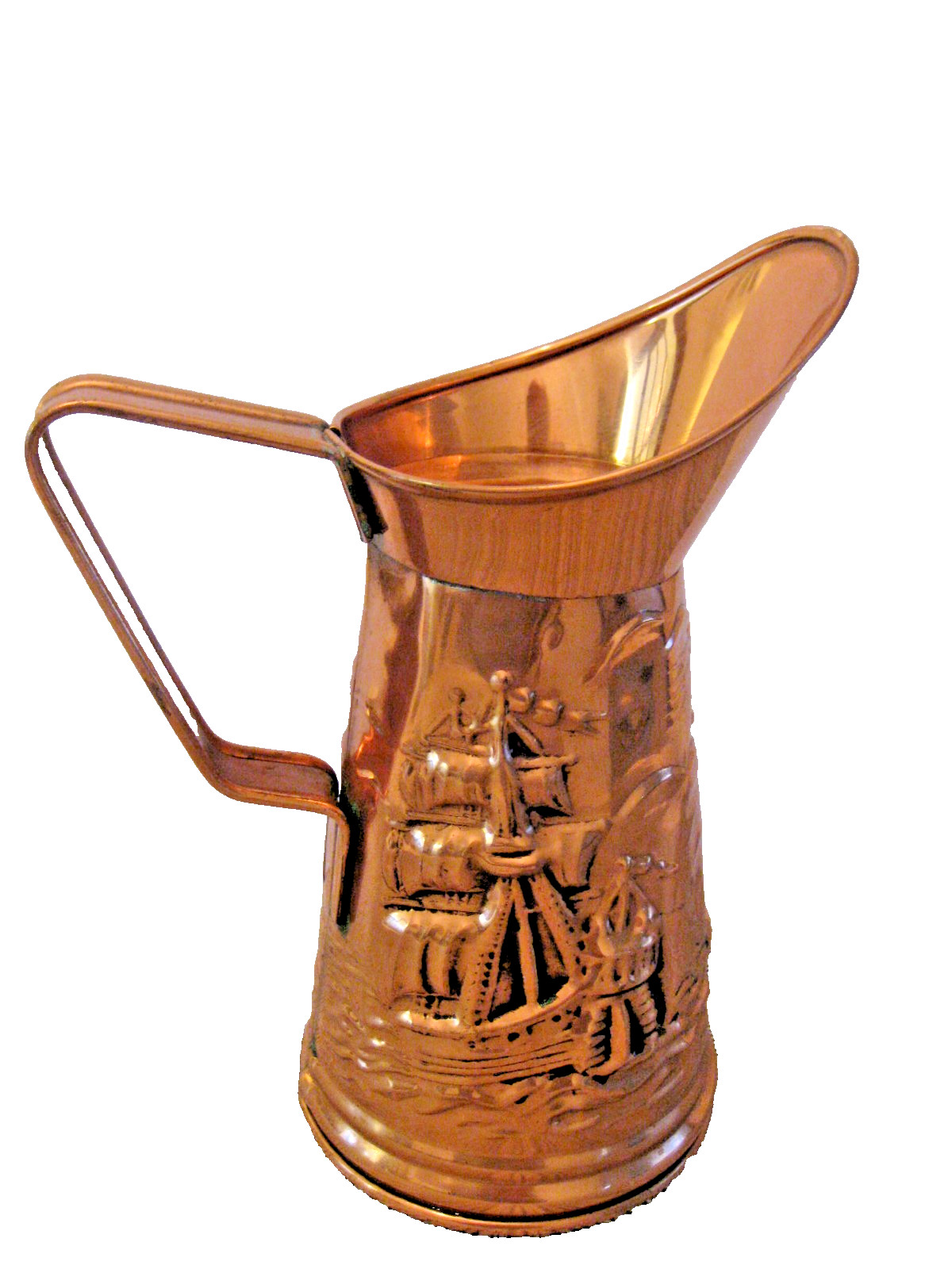Peerage Copper Jug Pitcher, Sailing Ship and Lighthouse Made in England 16 cm