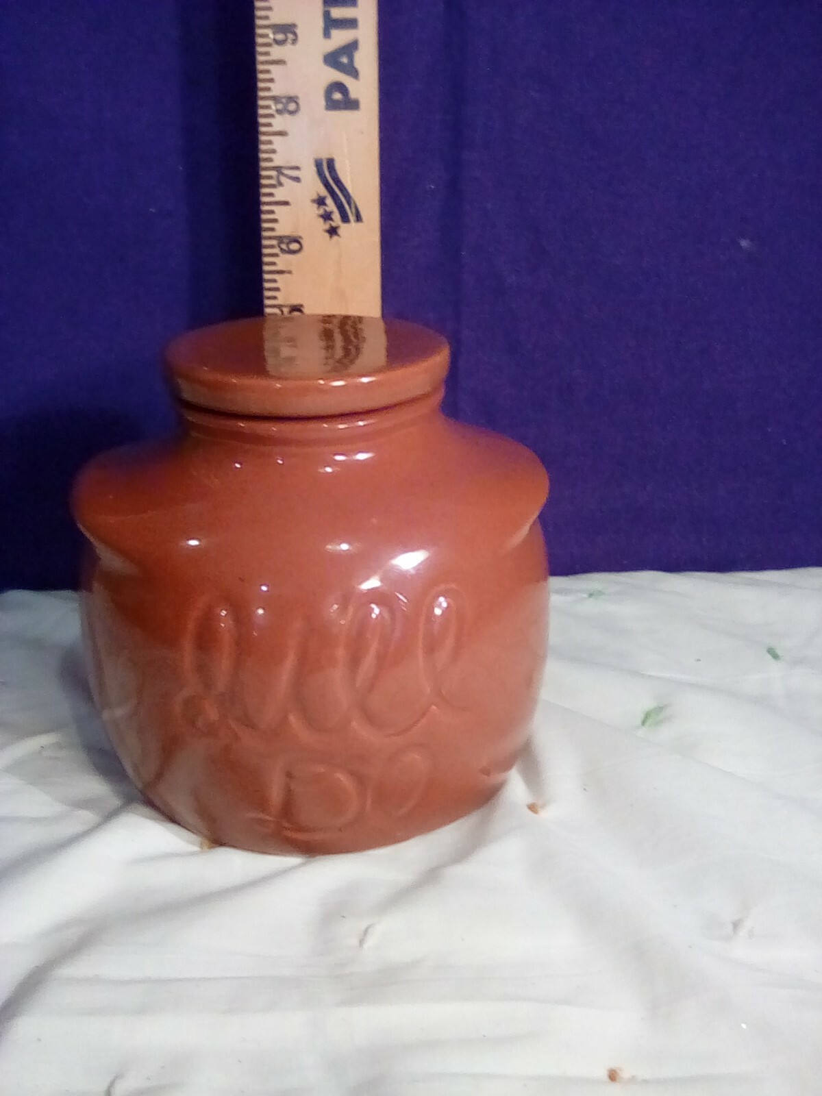 Vintage “I’tll Do” Brown Ceramic Eared Canister w/Lid from The House of Webster,