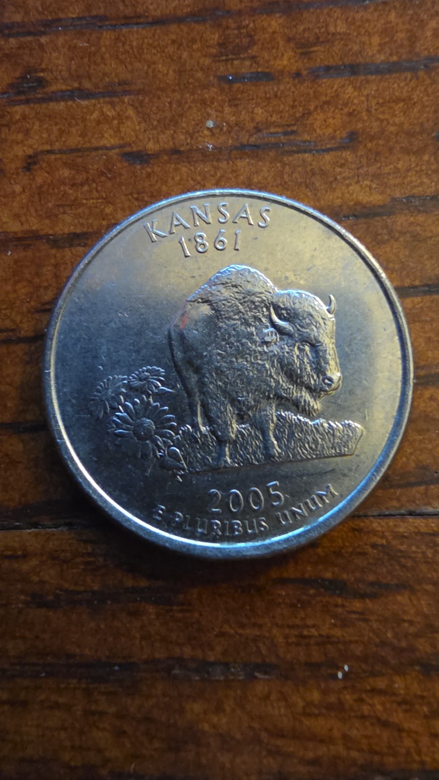 2005 Kansas State Quarter Denver Mint 25C Buffalo Sunflower Design