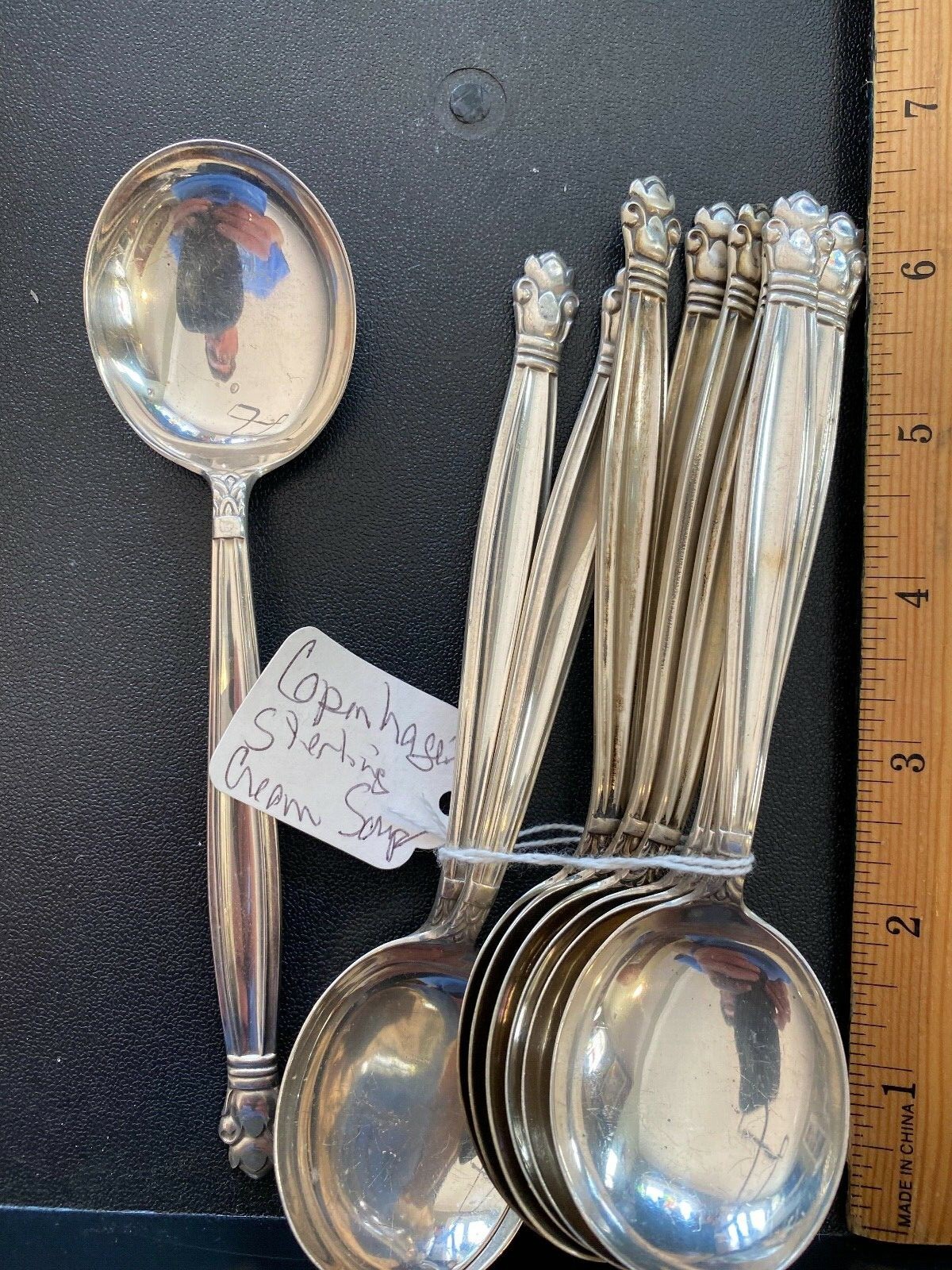 MANCHESTER COPENHAGEN STERLING SILVER 1 CREAM SOUP SPOONS price each 10 av.