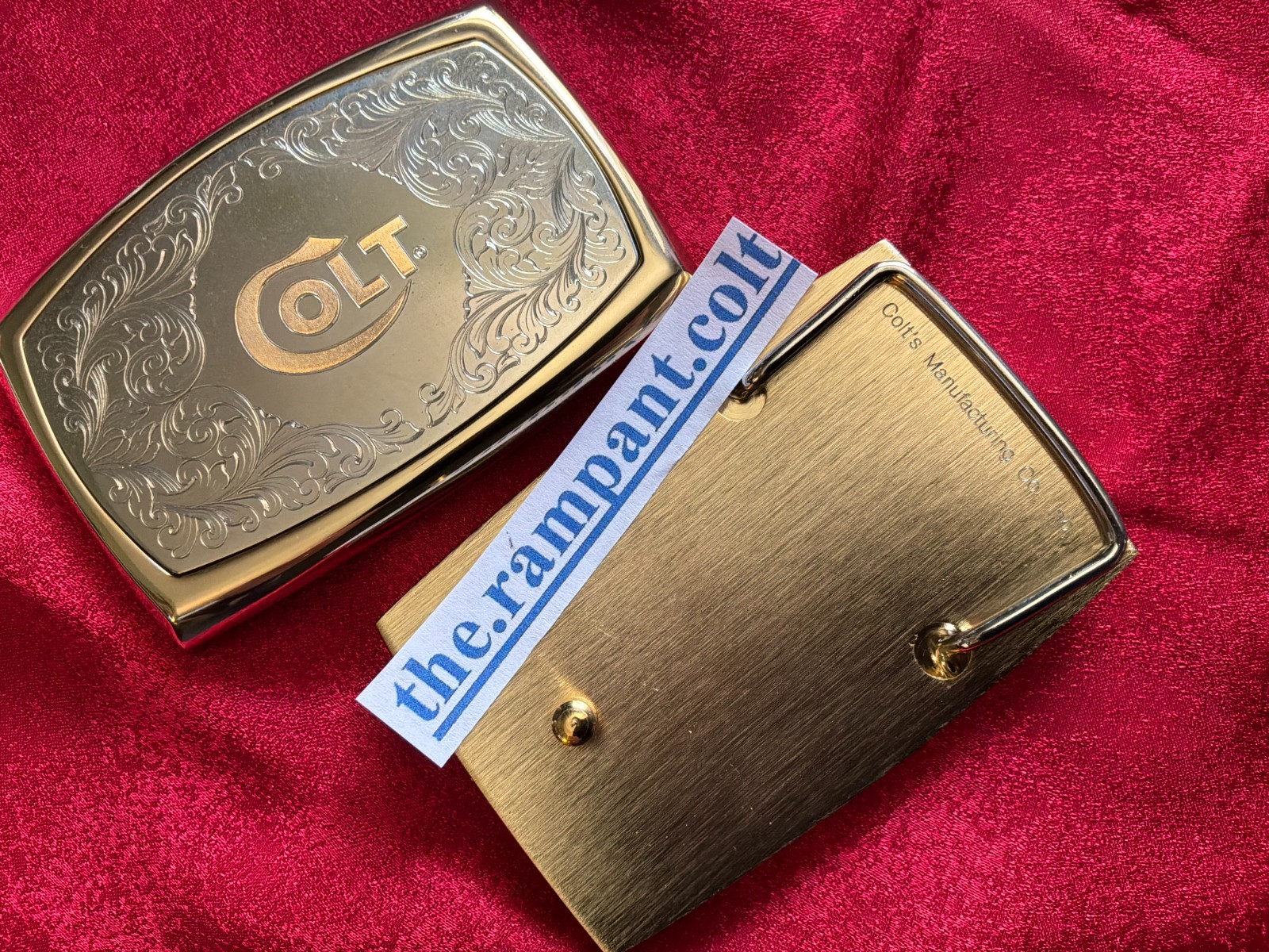 1998 COLT CUSTOM SHOP BUCKLE ENGRAVED COLT LOGO GOLD TONE INCLUDES SHIPPING