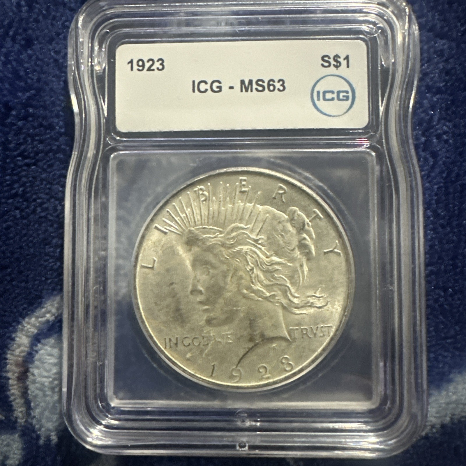 1923-P Silver Peace Dollar Coin, ICG MS63 Nice Eye Appeal Highly Collectible