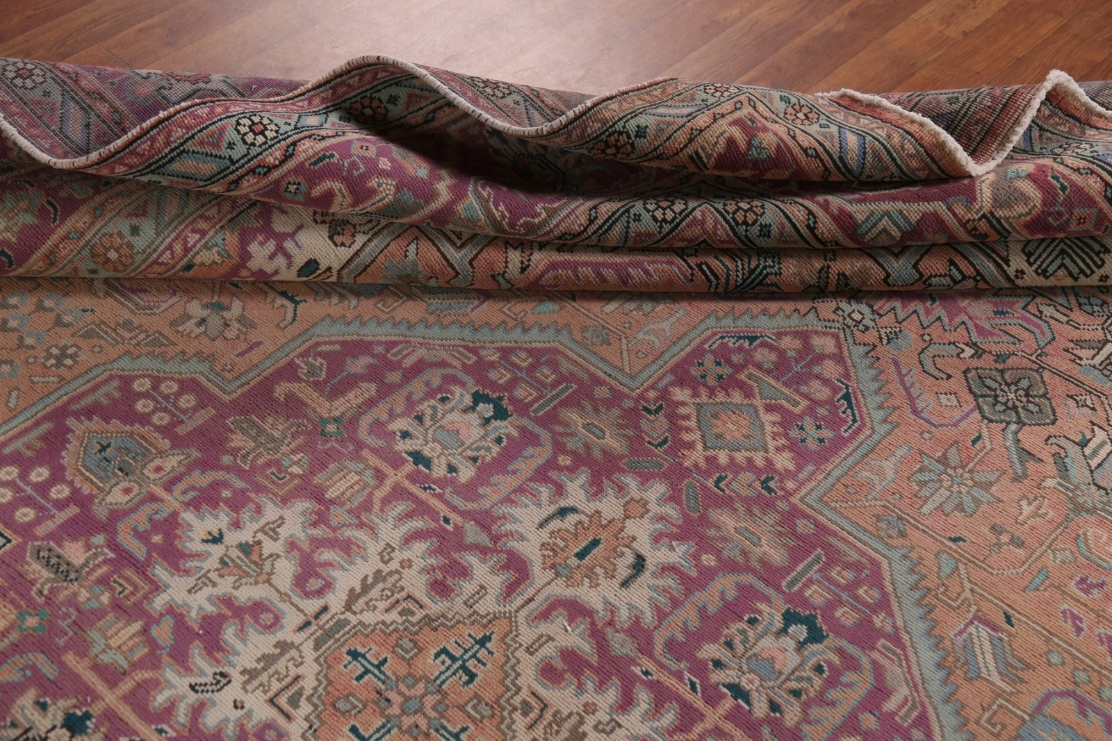 Vintage Geometric Rust/ Purple Tebriz Traditional Hand-knotted Area Rug 10×12