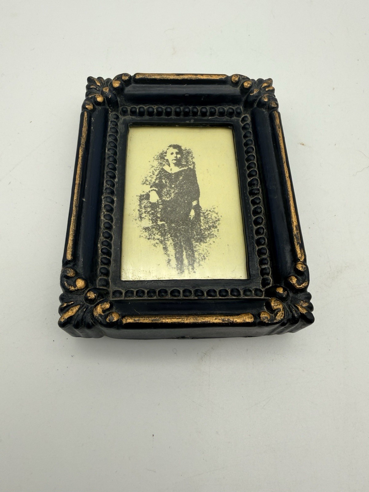 Vintage Miniature Etching Of Boy Black And Gold Frame , Picture , Print
