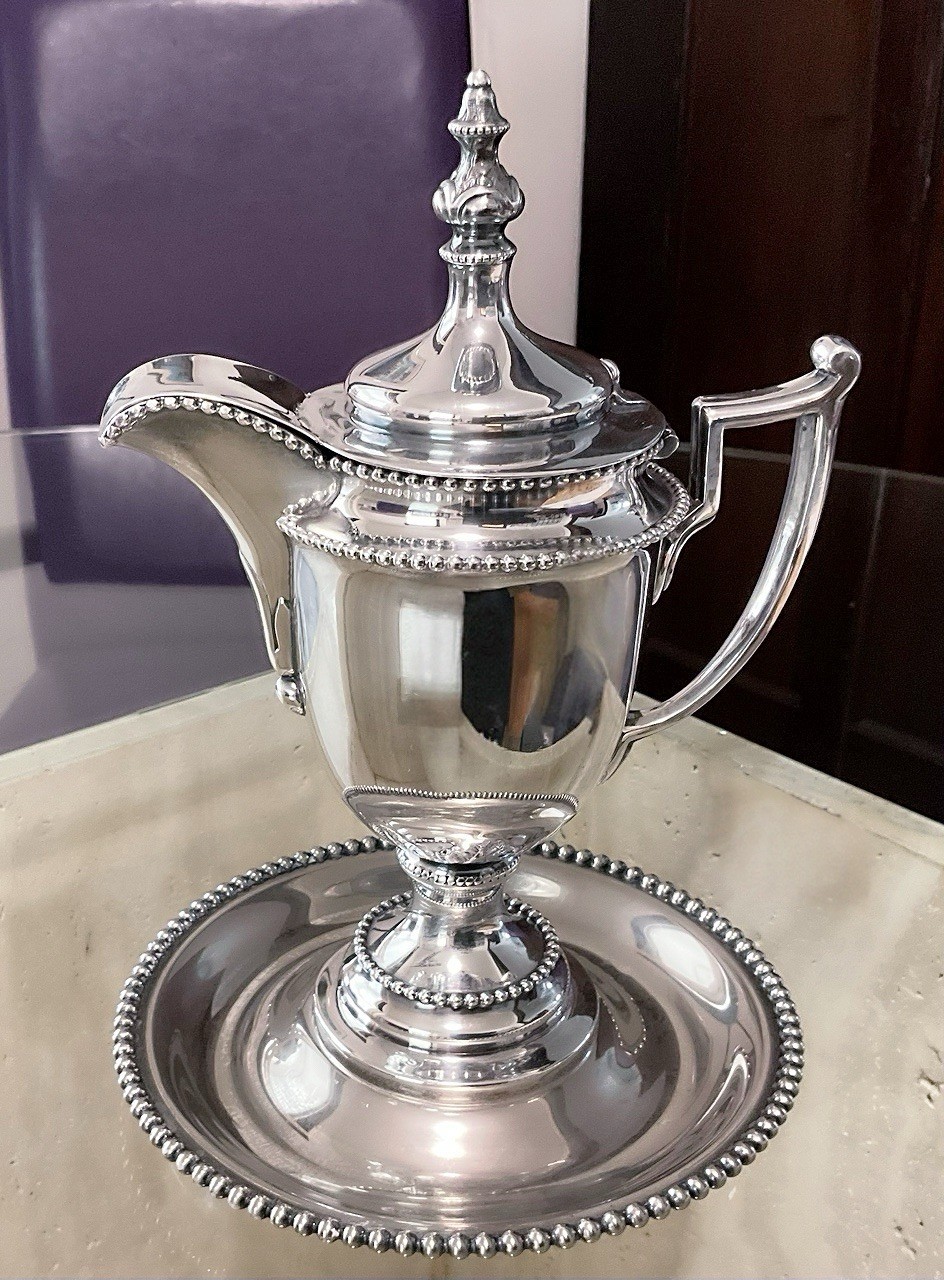 Reed & Barton Antique Silver Plate 1856 Lidded Creamer & Underplate