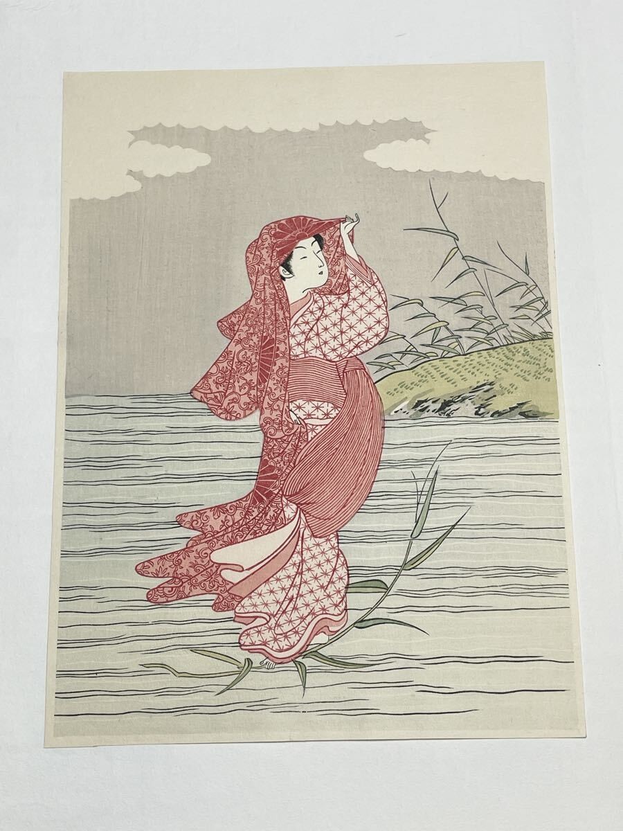 Suzuki Harunobu Japanese Ukiyo-e Woodblock Print “Daruma Beauty” Edo Authentic