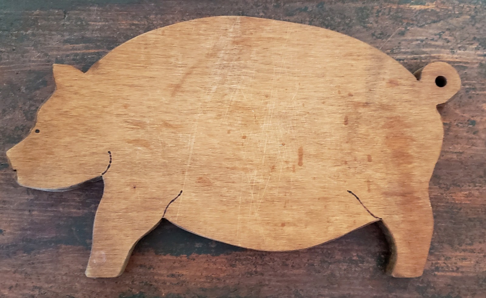 Antique Folk Art Wood Cutting Board Pig Farmhouse Primitive Rustic Kitchen 15”