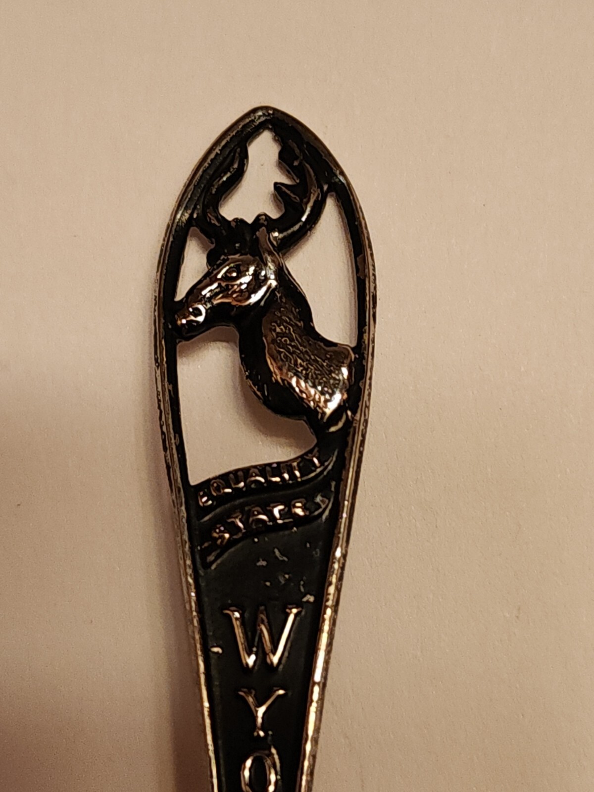🇺🇸❤️💥 Vintage SILVER Spoon U.S.A. STATES WYOMING EQUALITY STATE DIE CUT MINT