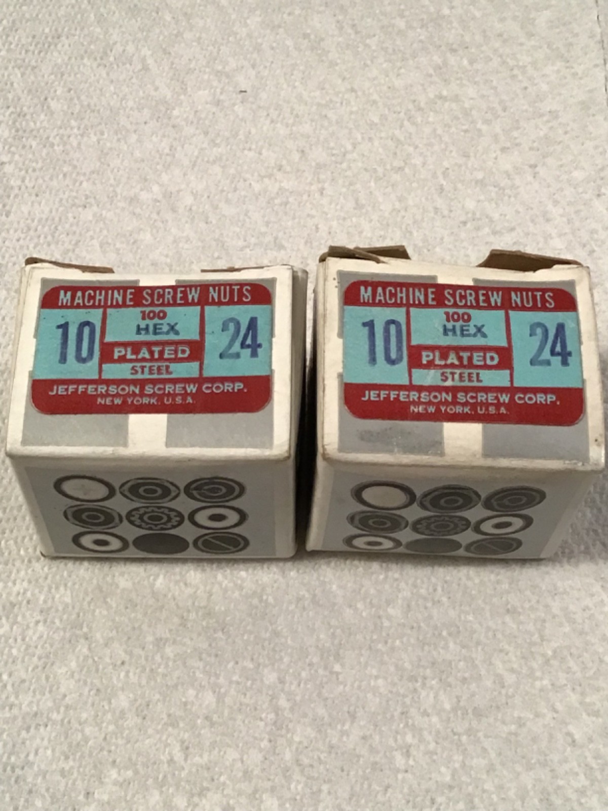 Vintage Jefferson Screw Corp USA 10 24 Machine Screw Nuts 100 Hex Plated Steel