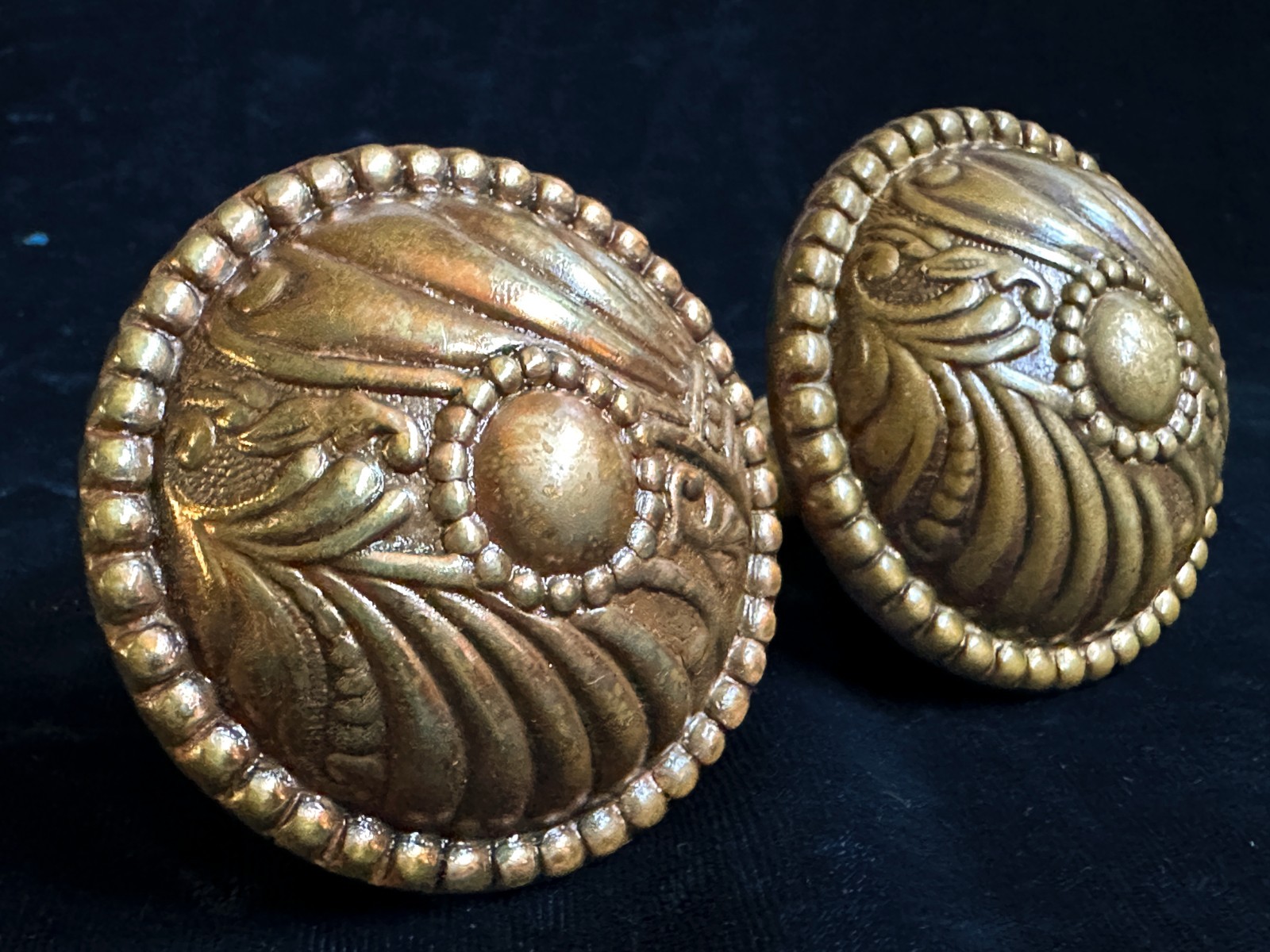 Pair of Antique c. 1895 Brass “Roanoke” Door Knobs B-21500 by P.F. Corbin