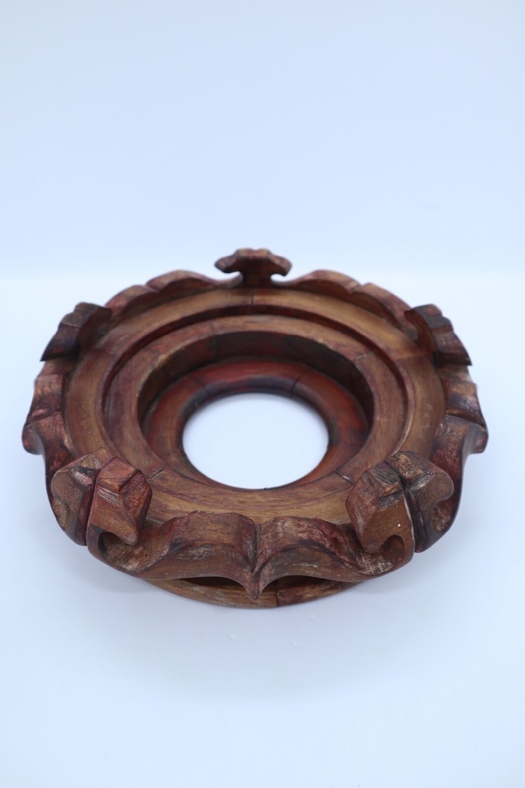 Vintage Old Chinese Carved Wooden Vase or Bowl Stand, Inner diameter 15.2cm