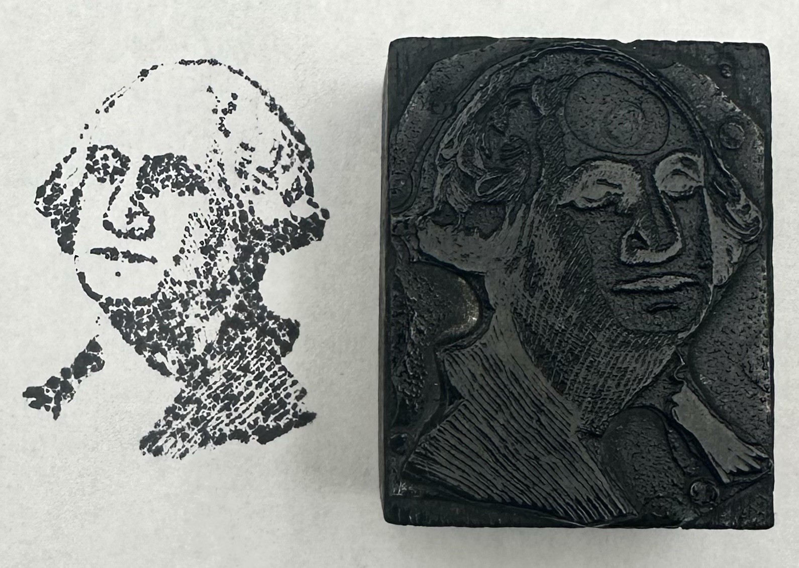 Antique Letterpress Printing Block Stamp George Washington USA Patriotic