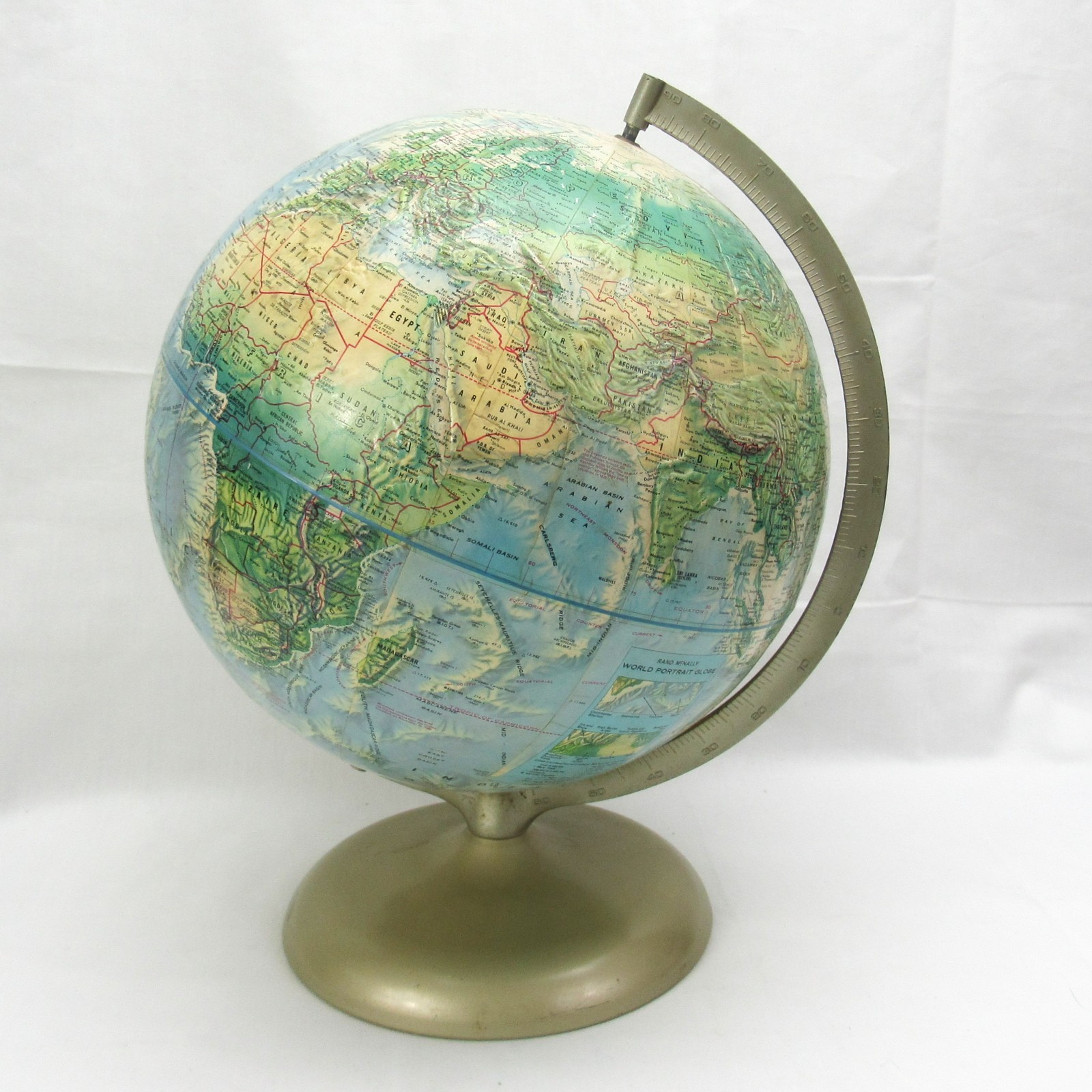Rand McNally 12″ World Portrait Topography Globe USSR 16″ tall