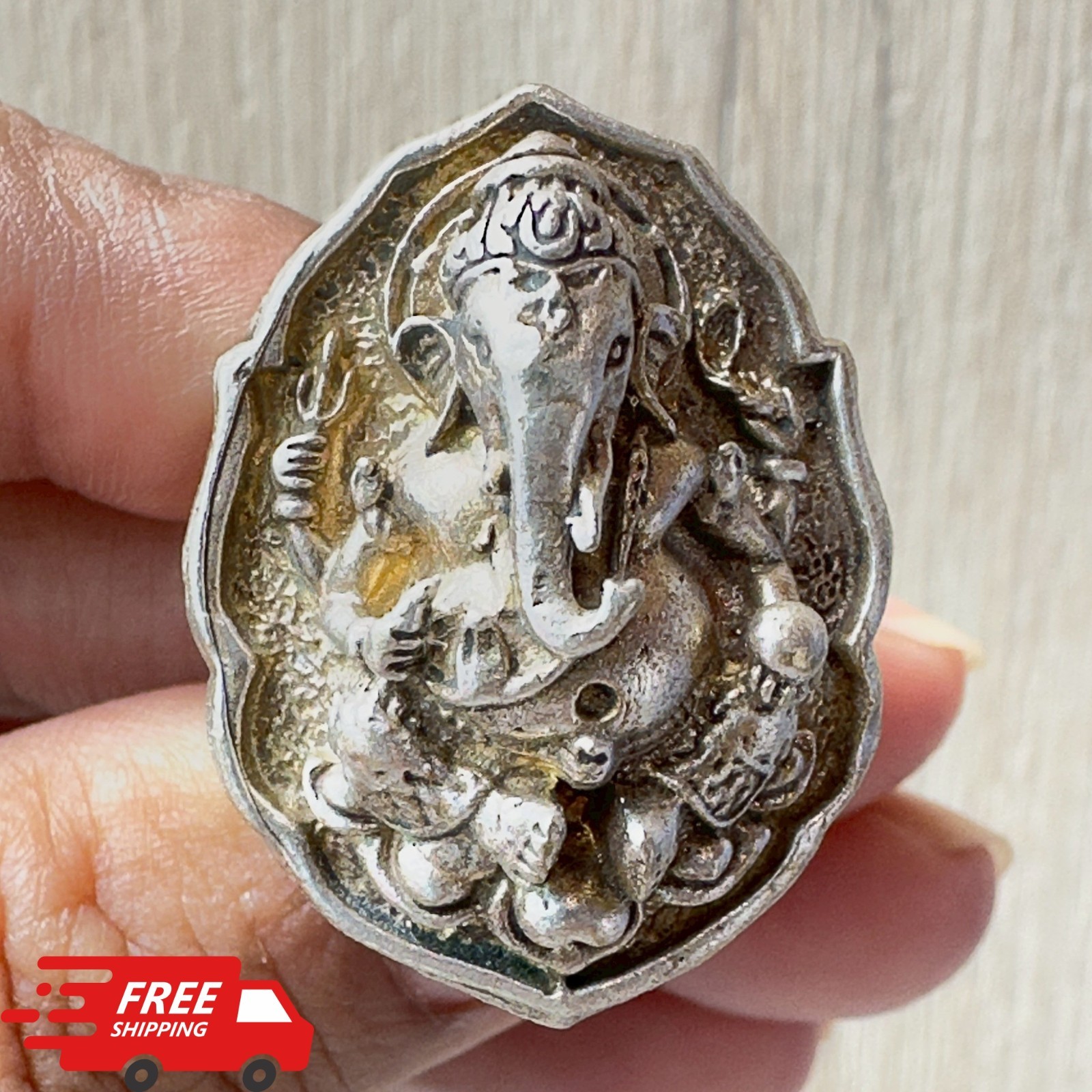 Lord Ganesha Ring Elephant Hindu God Ganesha Om Jewelry Thai Amulet Size 9