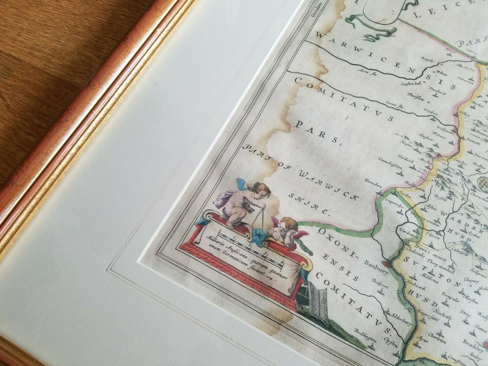 1646 original COMITATUS NORTHANTONENSIS NORTHAMTON SHIRE map by Blaeu, Amsterdam