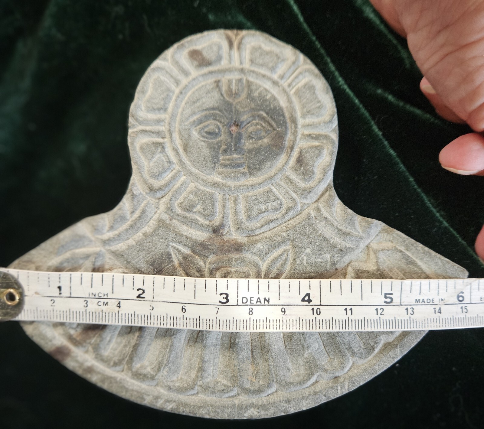 Hand Carved Navagraha Ritual Stone Sun God Dharma and Punya Antique Nepal