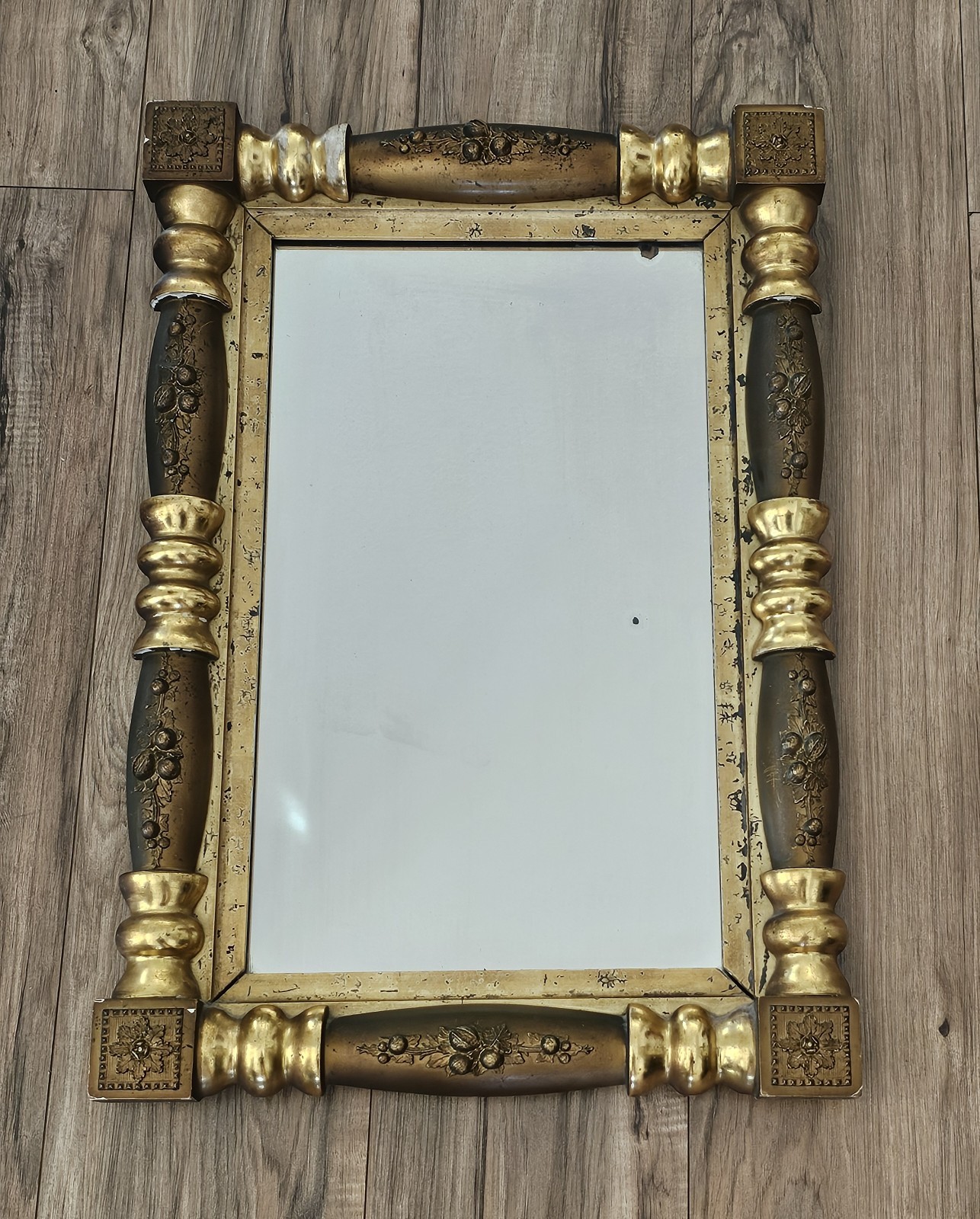 18th Century Spanish Mirror In Polychrome Wood 26″x18″x3″
