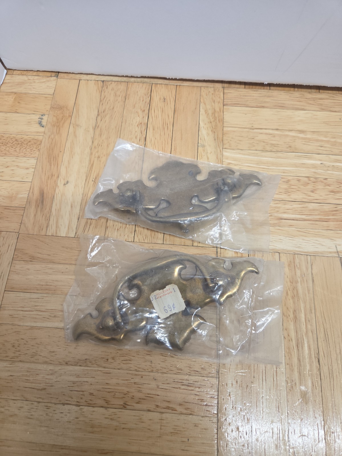Pair of 2 Vintage Antique Brass Batwing Bail Drawer Pulls 3″ Holiday Hardware