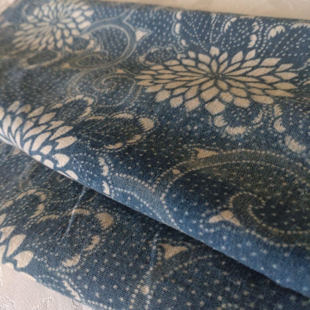 Indigo Dyed Cotton Fabric Cut Piece Katazome Hagire 877 Size 33×128 cm