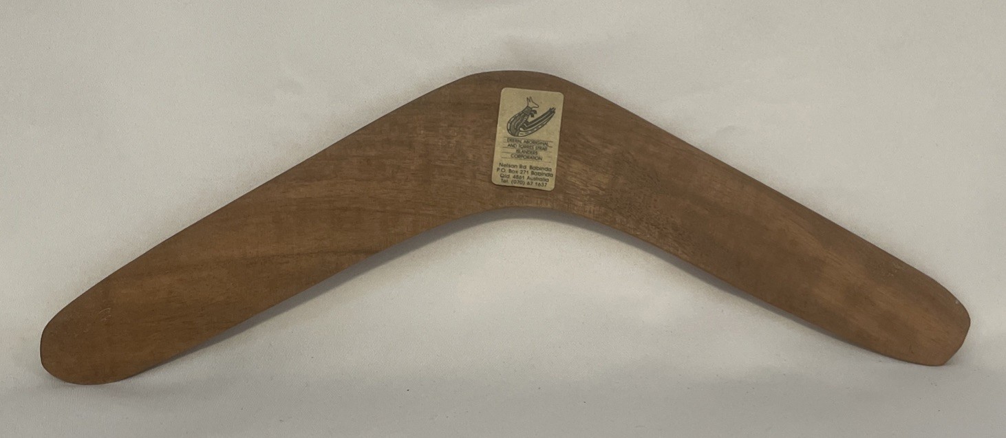 VINTAGE AUSTRALIAN ABORIGINAL WOODEN BOOMERANG 11.75” & TORRES STRAIT ISLANDERS