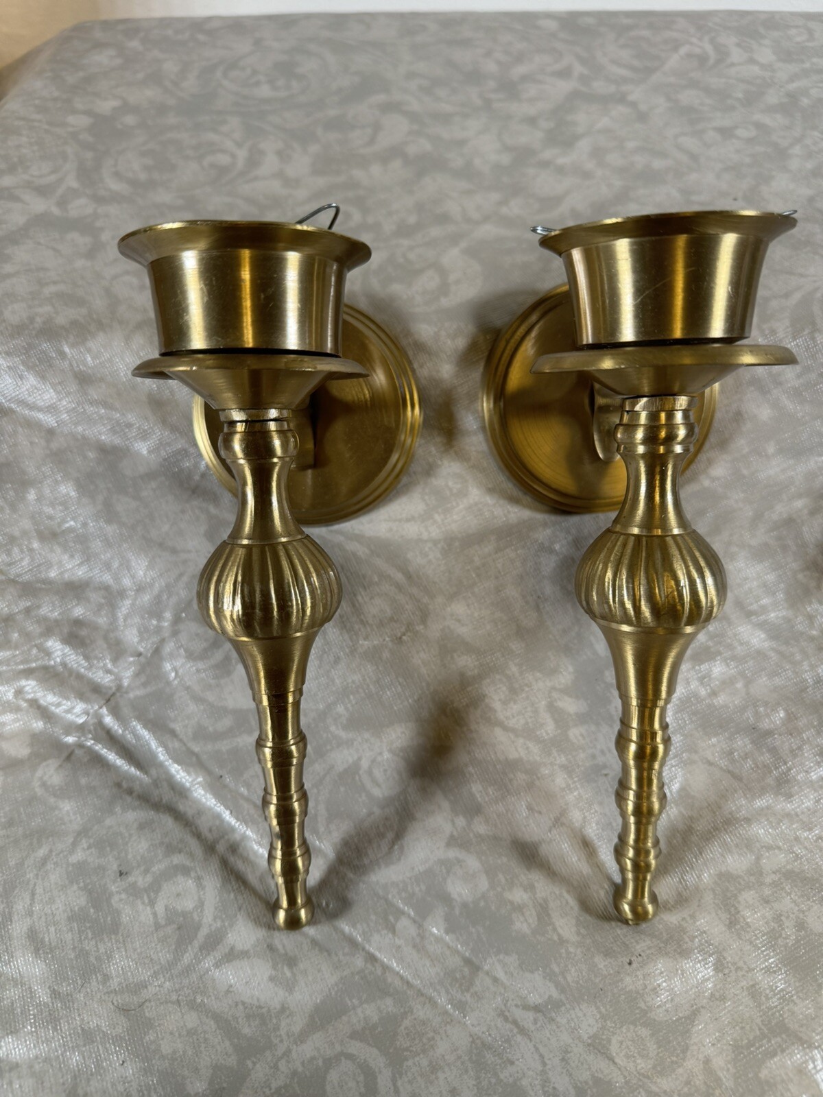 Vintage 9 In Brass Wall Sconce Fixture Set Of Two