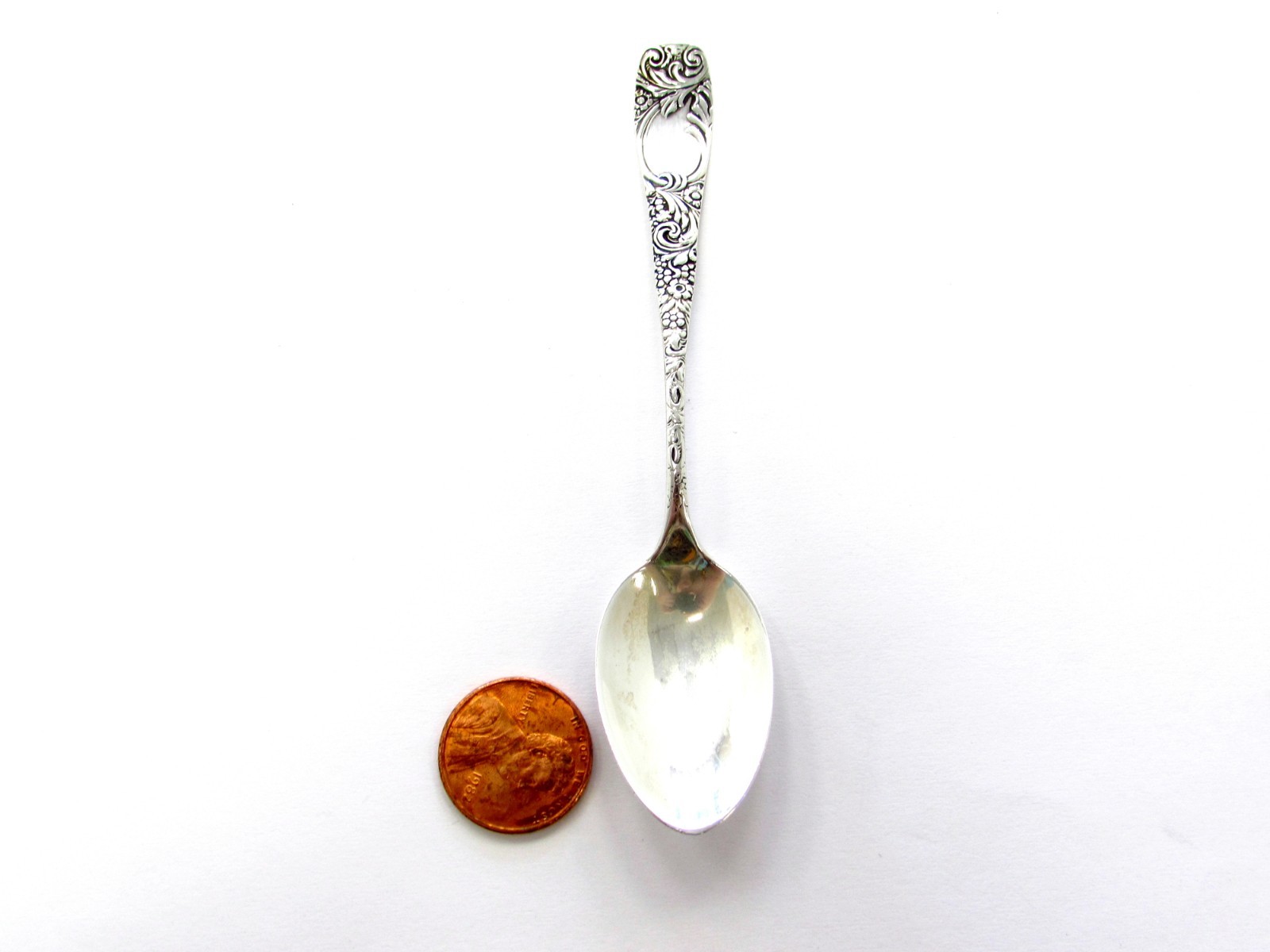 Towle Floral + Scrollwork Patterned Sterling Silver Demitasse Spoon – 4 1/4″