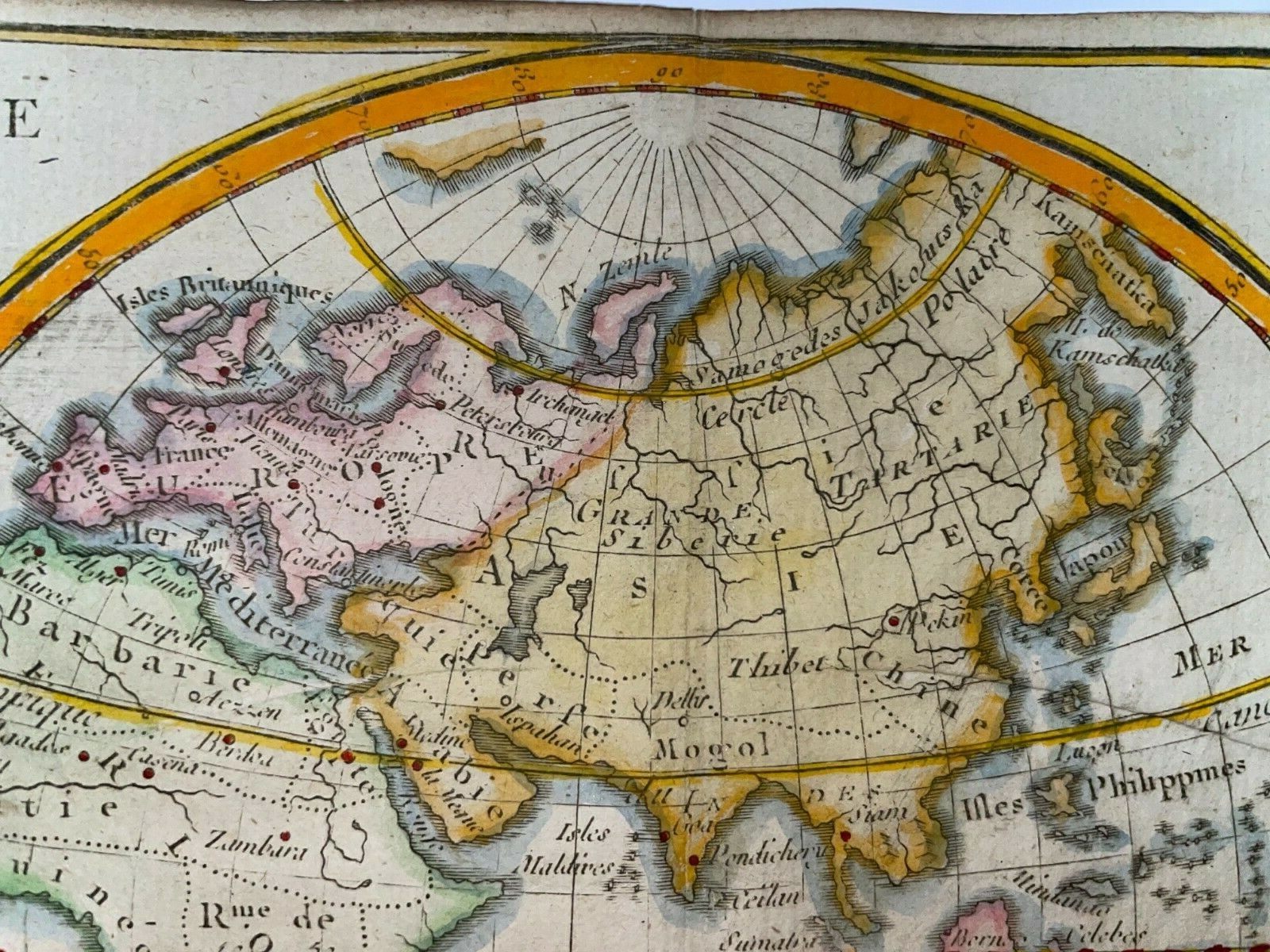 WORLD MAP DATED 1759 ANONYMOUS ANTIQUE ENGRAVED MAP 18e CENTURY