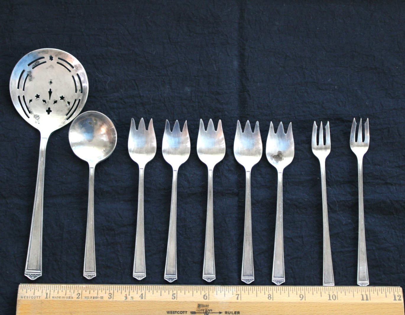 9 PC Lot 1847 Rogers Brothers Silverplate Anniversary Pattern Spoon Spork Fork