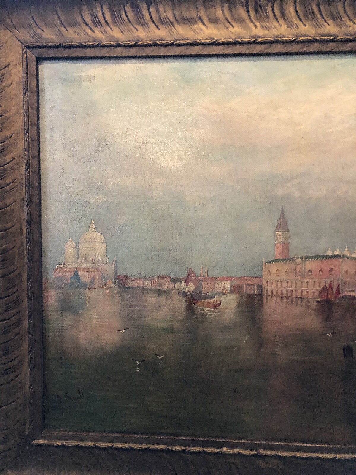 Antique Julius G. Segall Oil Painting Venice Italy Water Scene