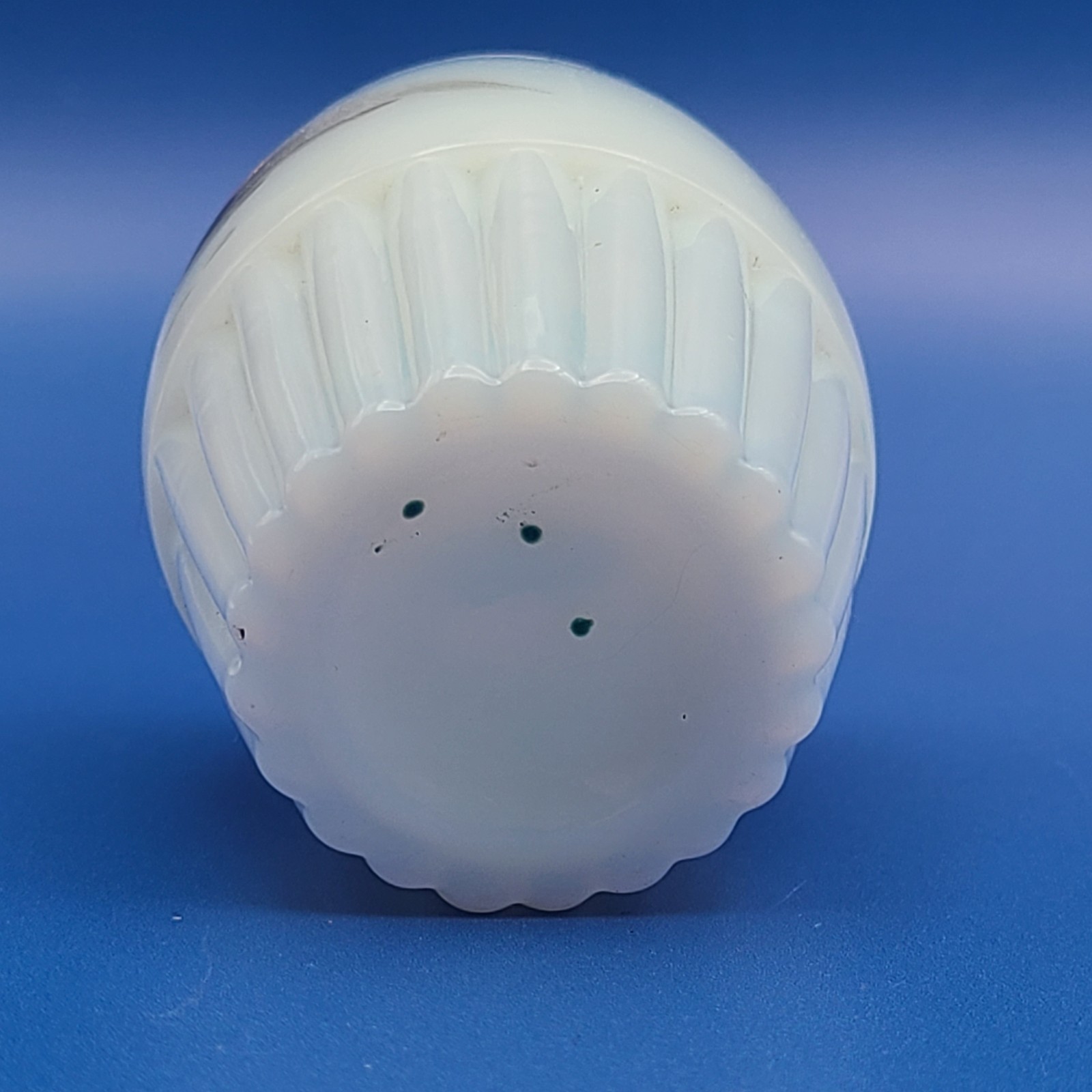 2 Victorian Hand Painted Ribbed Base Milk Glass Toothpick Holders FREE SHIPPING