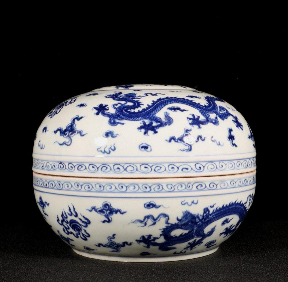 Chenghua Signed Old Chinese Blue&White Box W/dragon U1793
