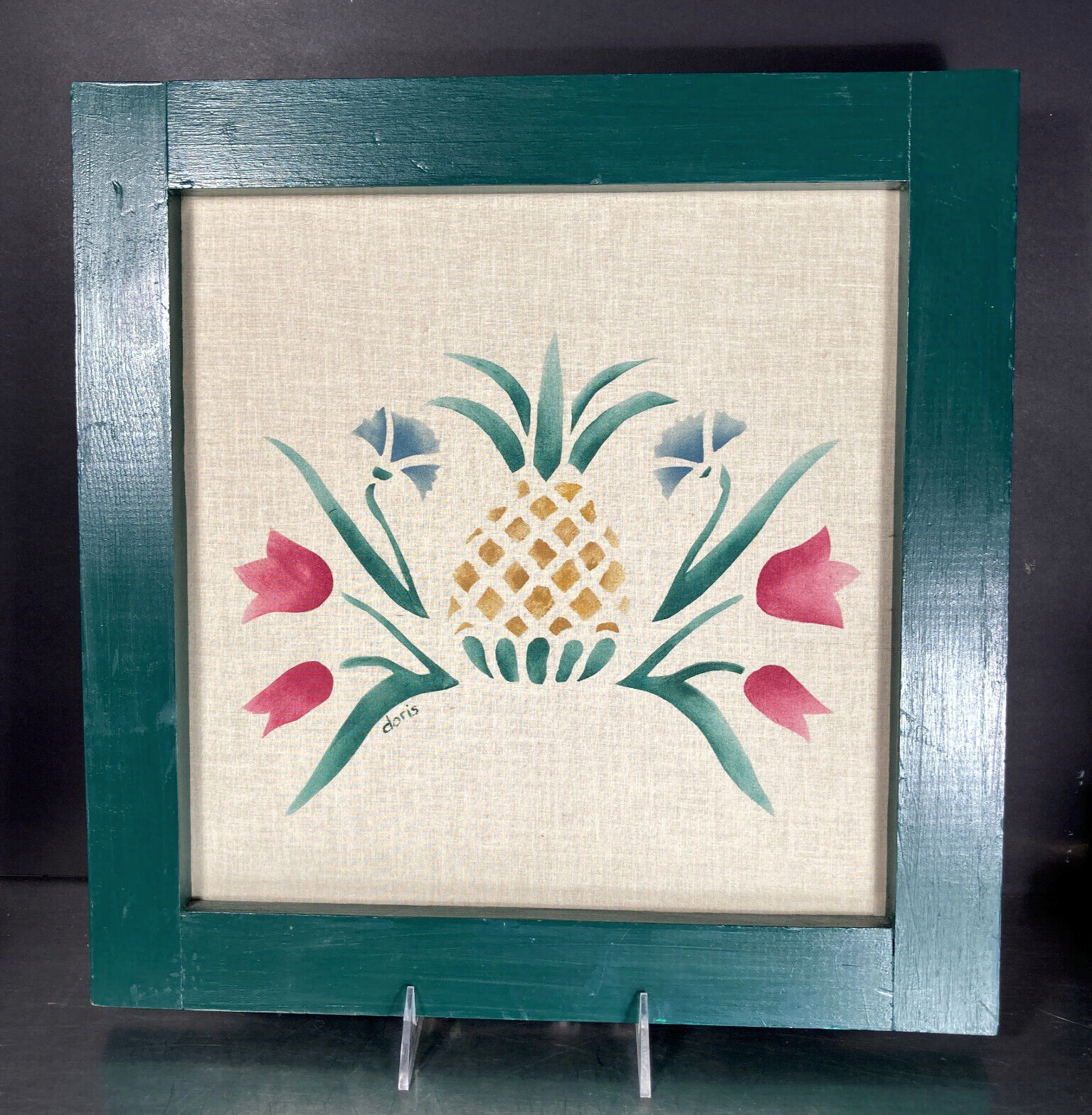 Vintage Theorem Painting Pineapple Primitive Farmhouse Country Rustic Americana