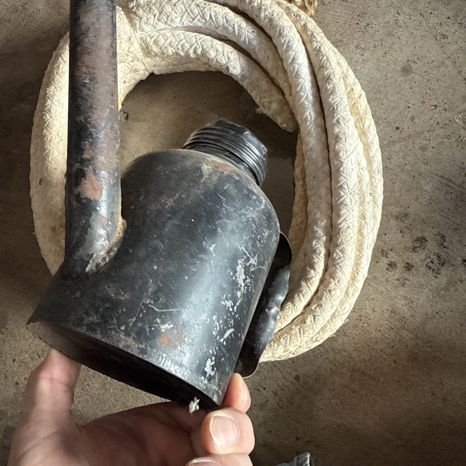 Vintage Antique St Louis Miner’s Oil Wick Teapot Style Lamp Lantern & Rope Wick