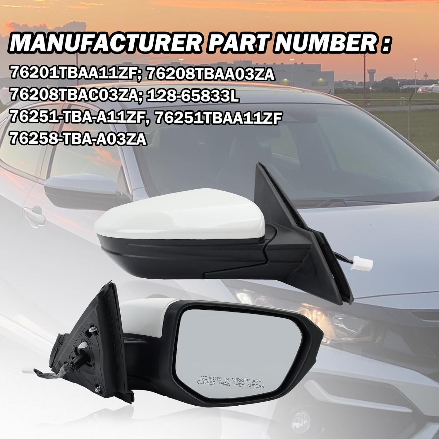 Passenger Side Mirror Compatible with 2016 2017 2018 2019 2020 2021 Honda Civic