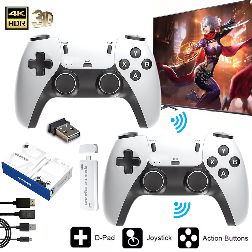30000+ Games Retro Video Game Stick Console & 2 Wireless Controller 4K HDMI AC0K