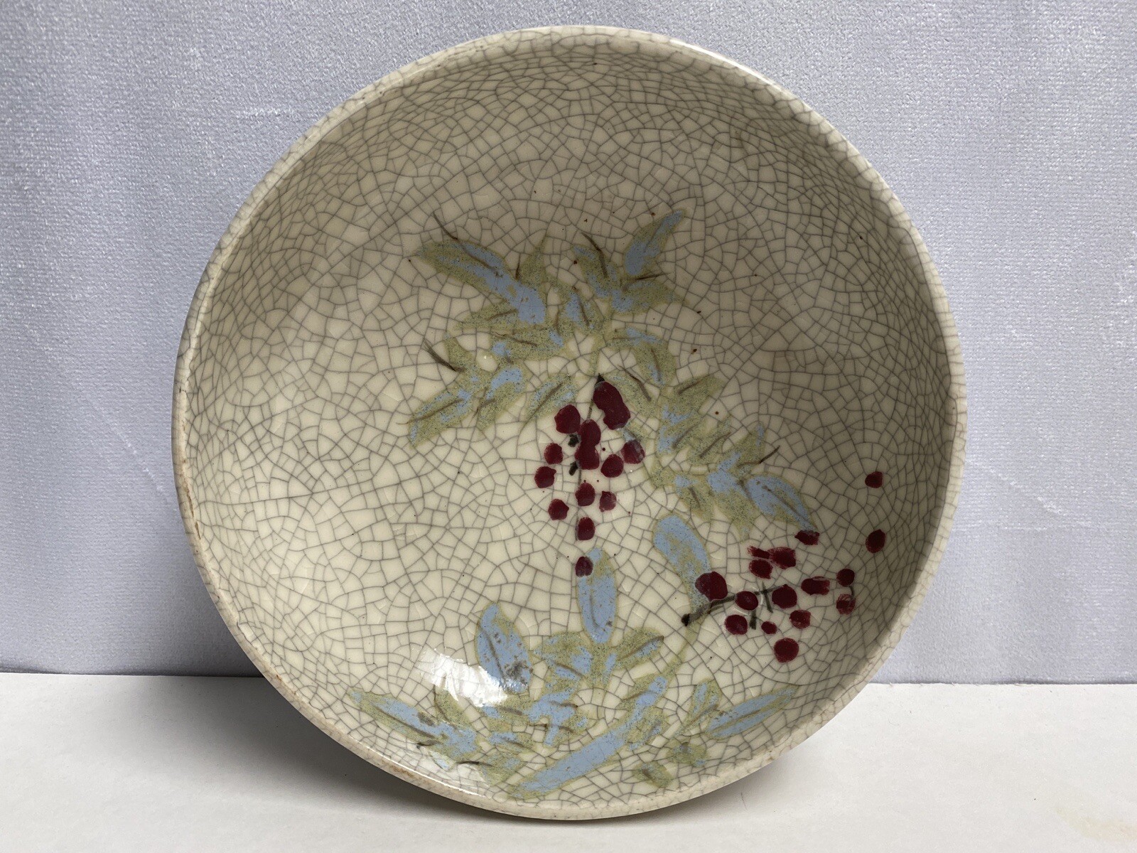 Antique Qing Dynasty Crackle Glaze Hand Painted Pottery Bowl Great Condition!