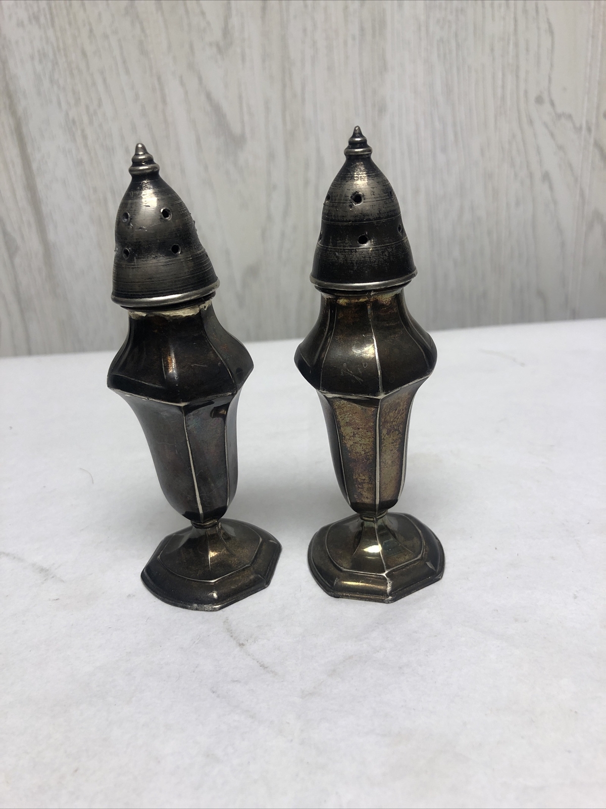 Vintage LaFrance Reg Made In The USA Salt and Pepper Shakers 102 Silver Plated
