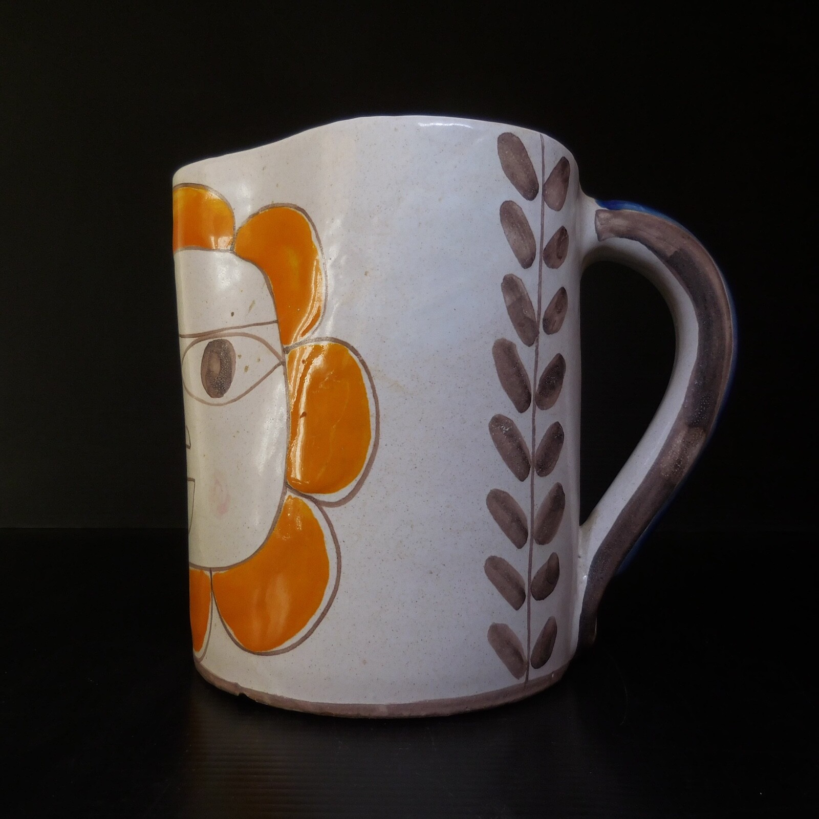 N23.183 Terracotta Pottery Enamel Desimone Italy 64/6 Modern Art Pitcher Jug
