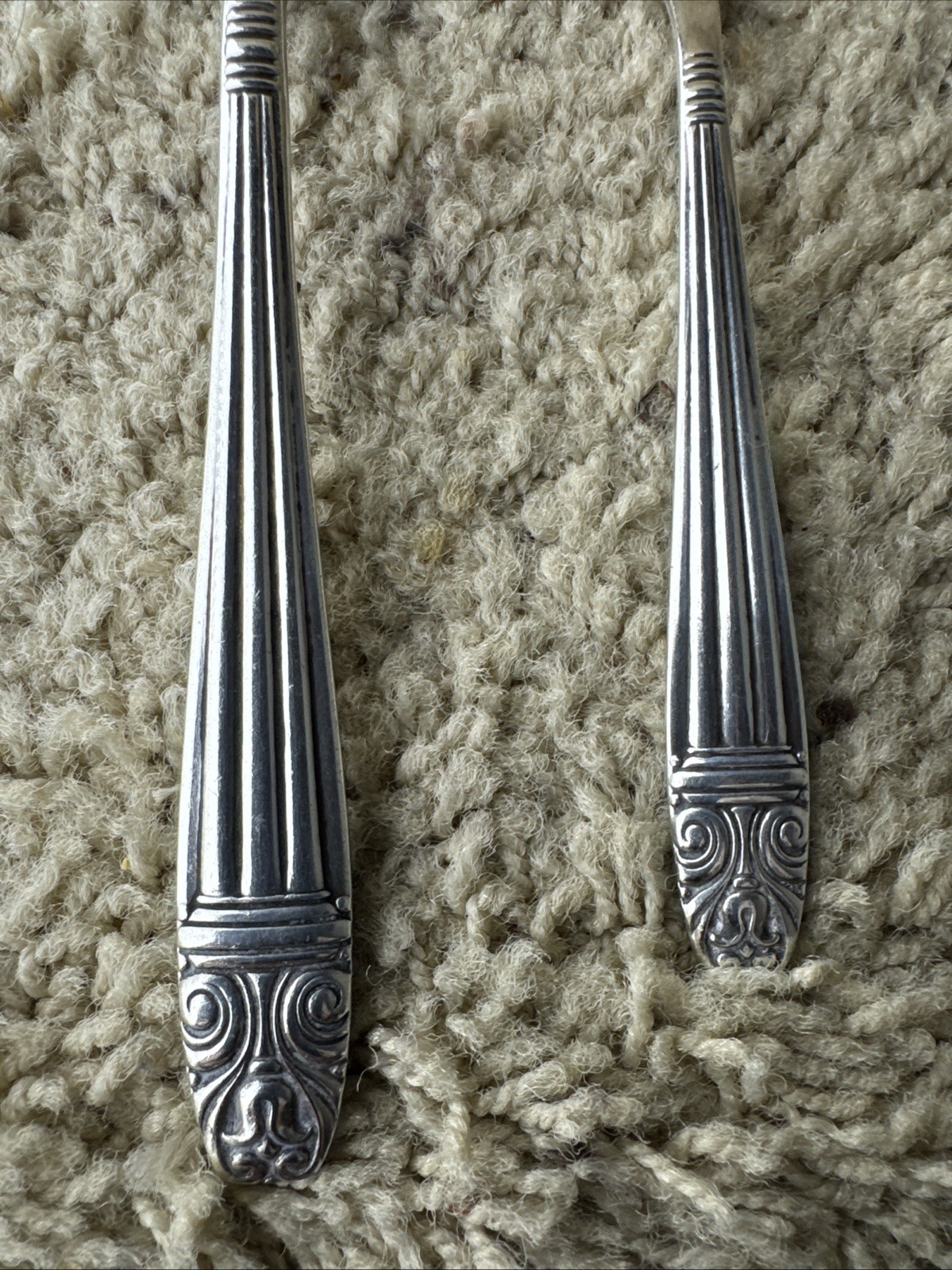 Wallace Silverplate Harmony House DANISH QUEEN Dinner Fork & Teaspoon Vtg 1944