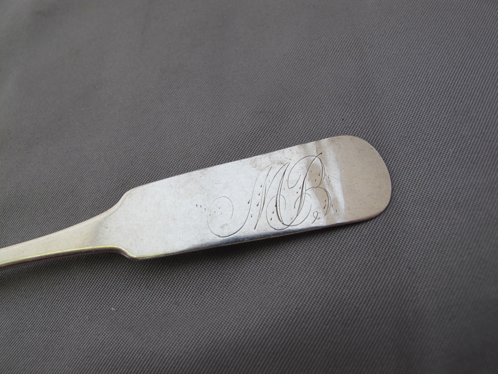 Old RHODE ISLAND Fiddle Pattern Coin Silver TEASPOON-William S. NICHOLS-Newport