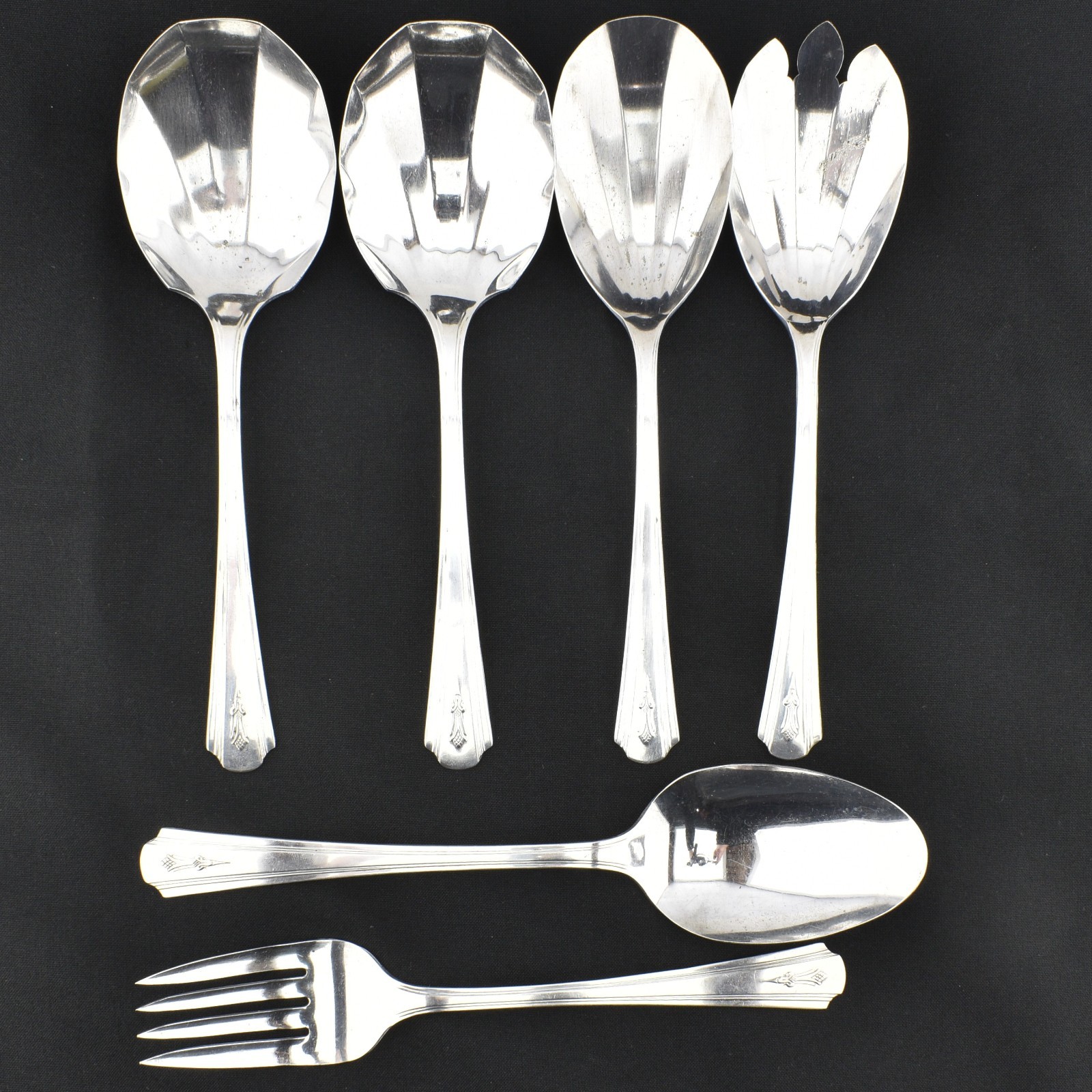 6x Vintage Dorchester Silver Plate Serving Pieces Table Spoon Fork Salad Dessert