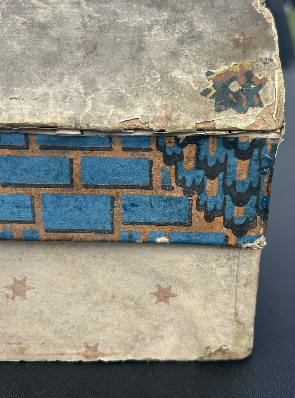 Antique Primitive Wallpaper Document Box Early 19th century 13” X 6” X 7”