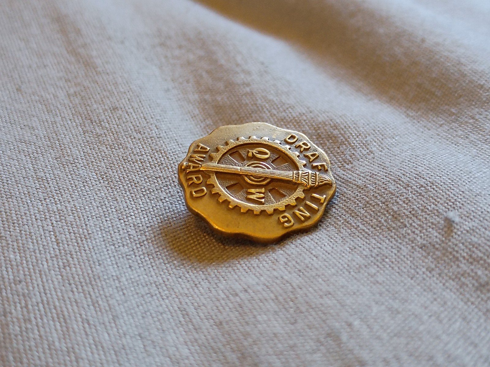 Antique Drafting Award Screw Back Button.