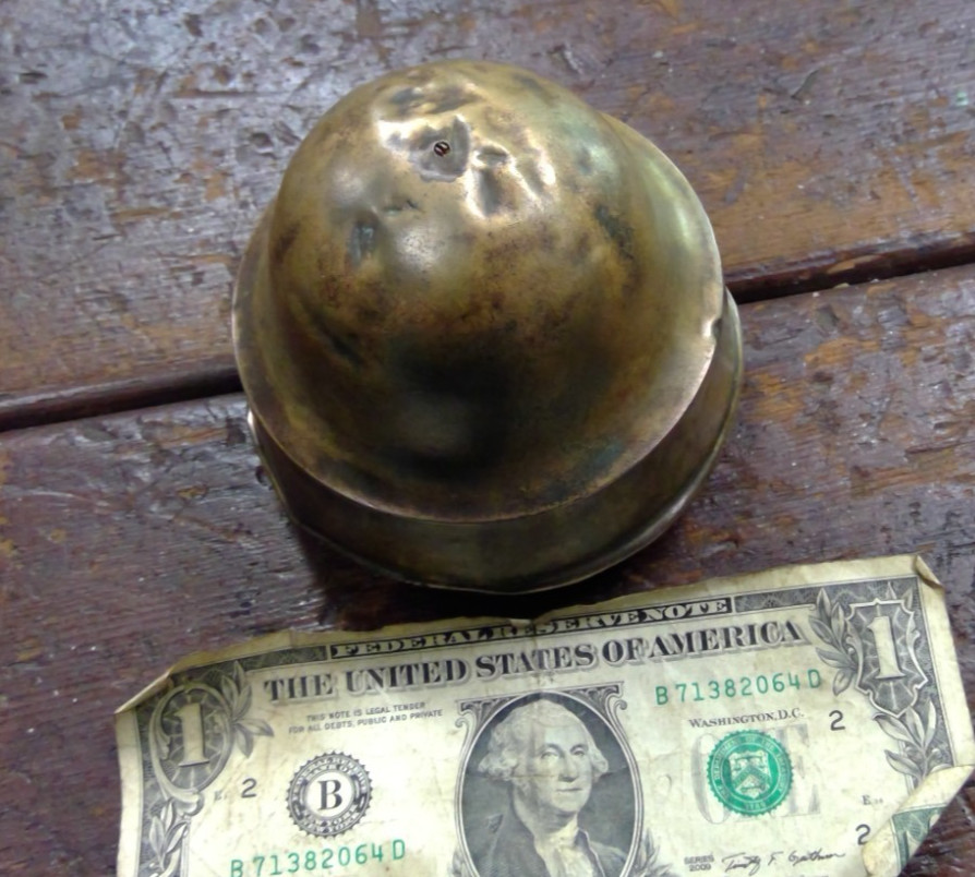 Antique Vintage Heavy Brass Top Steel Finial Cap Conversion Piece Odd Unusual