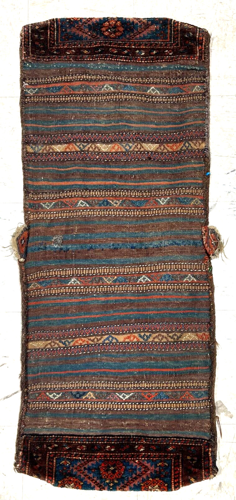 Antique Hand Knotted Tribal Farahan Wool Saddle Bag Rug Double Bagface 2×4 1900s