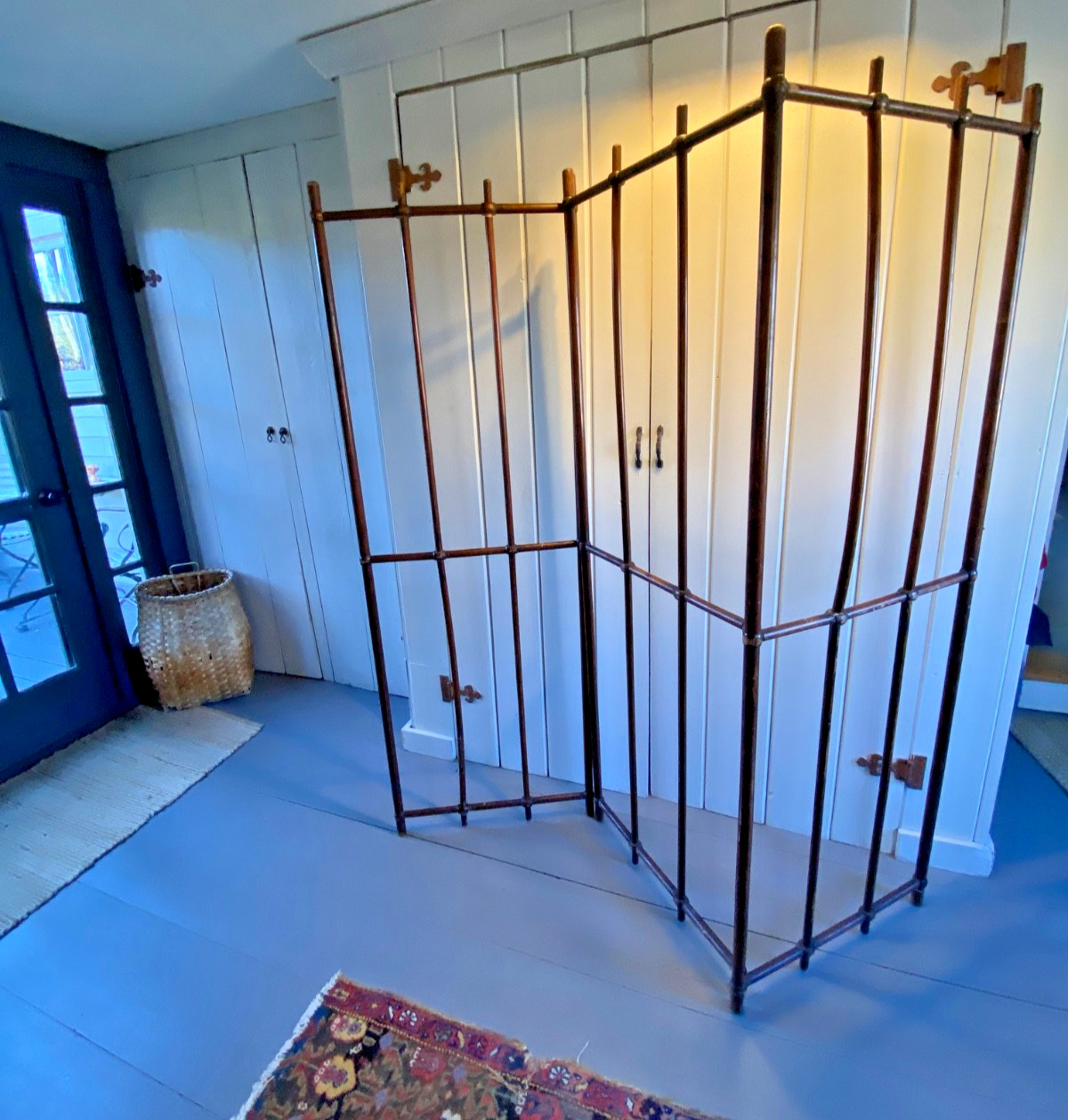 Antique Pine Room Divider Screen Arts and Crafts Victorian Wood 3 Panel Folding