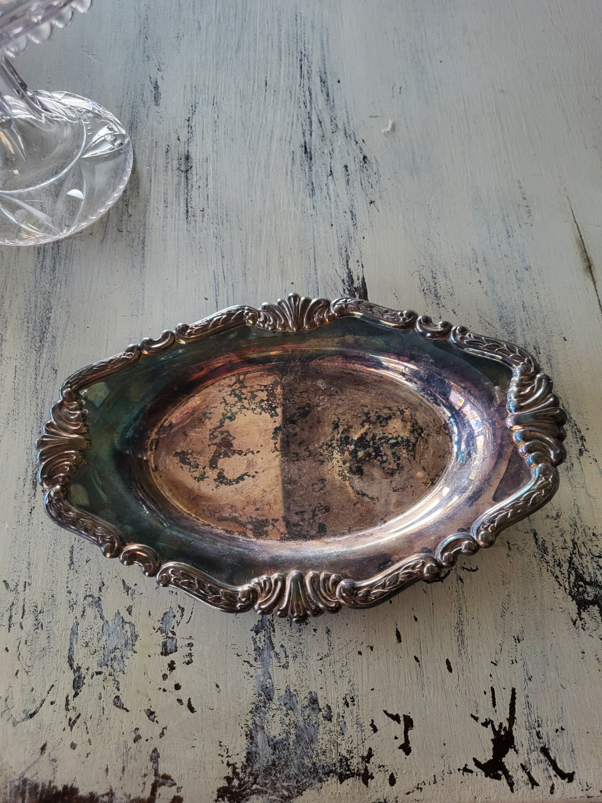 Vintage Sheridan Taunton Silversmiths Silver Plate Oval Serving Tray 9”x6”